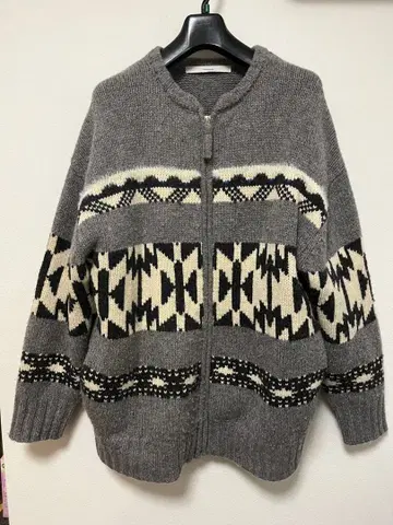 FRAMeWORK 기하학 패턴 집업 니트 울 100% 새상품급