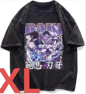 바키 한마 바키 T셔츠 XL 빈티지 가공 빅 실루엣 구제 의류풍