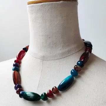 스톤풍 마블 비즈 목걸이 빈티지 레트로