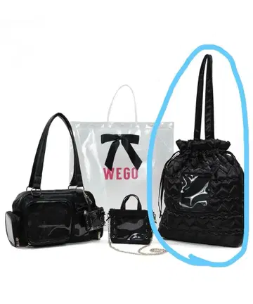 WEGO 이타백 키라키라 HAPPY 백 누이 퀼팅 BIG 토트 블랙