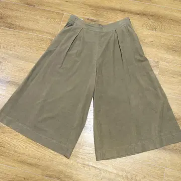 뉴요커 블루 가우초 팬츠 L 카멜 와이드 팬츠 안감 있음