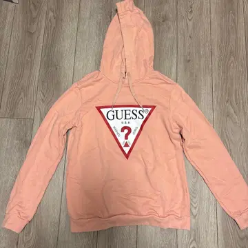 GUESS 핑크 트라이앵글 로고 후드티 M