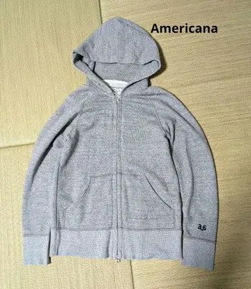 Americana/풀 집업 후드티/래글런/라이트 그레이/코튼 100