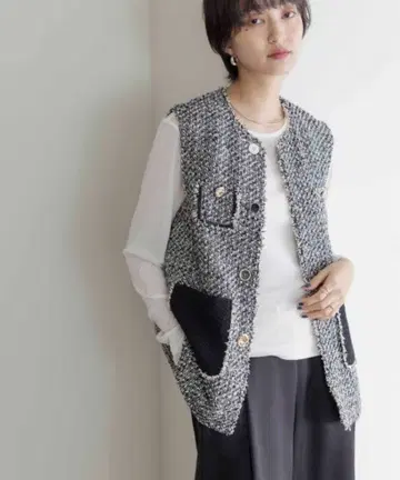 Eimee Law 트위드 믹스 버튼 베스트