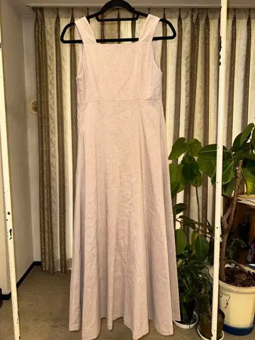 베이지 슬리브리스 롱 원피스