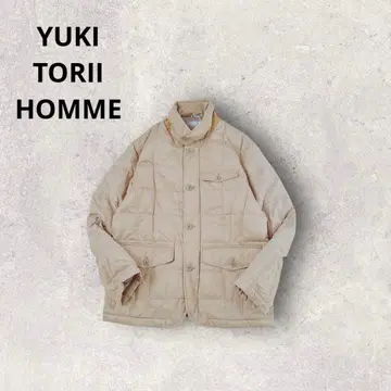 유키토리이오무 다운 자켓 베이지 스탠드 카라 방한 아웃도어