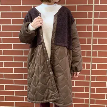 Kastane 보아 퀼트 도킹 코트 브라운