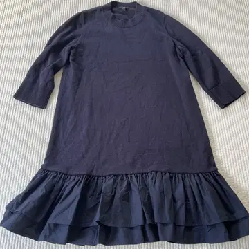 cos 코스 M 사이즈 네이비 프릴 달린 7부 소매 원피스
