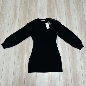 MOUSSY 블랙 케이블 니트 긴팔 원피스