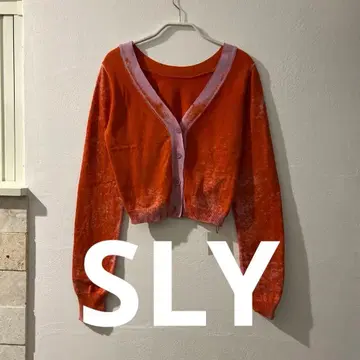 미사용 새상품 택 포함 SLY 오렌지/퍼플 가디건 프리 사이즈