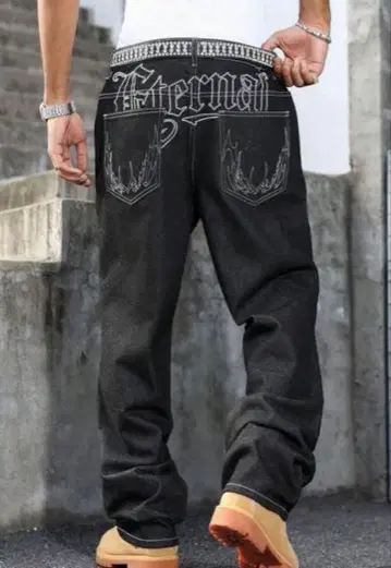 Manfinity & PAVTROS 블랙 와이드 팬츠