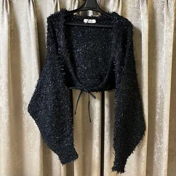 블랙 퍼 가디건