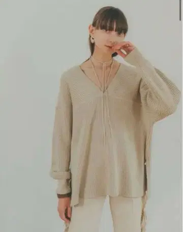 CLANE MIX COLOR STRING WIDE KNIT TOPS