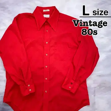 USA 구제 의류 80s 빈티지 드레스 셔츠 L 긴팔 레드 빨간색 무지