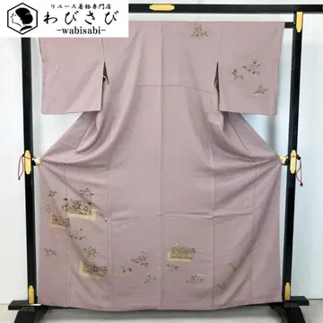 츠케사게 꽃+덩굴 패턴 자수 금채 매실쥐색 K-5649