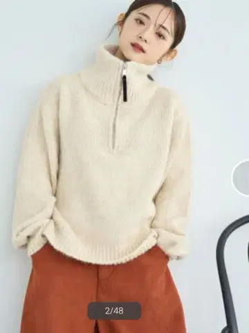 mil 하프 지퍼 하이넥 니트 풀오버