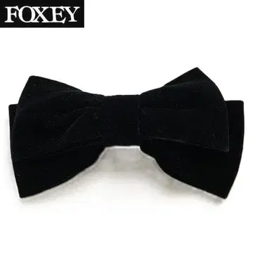 FOXEY 블랙 벨벳 리본 헤어핀 클립식