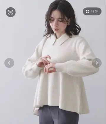 OPAQUE.CLIP 스팽글 라메 카라 2WAY 페플럼 니트