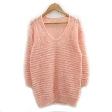[ 새상품급 ] DES PRES 핑크 V넥 모헤어 니트