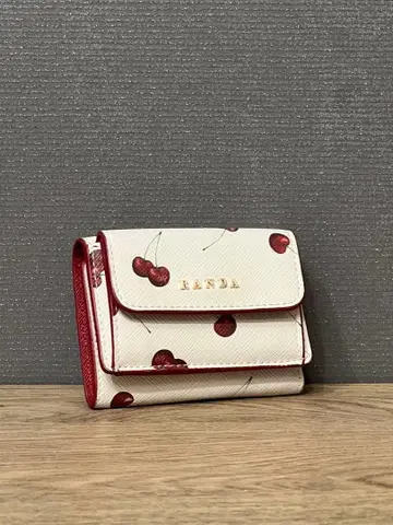 RANDA 체리 프린트 미니 지갑 아이보리
