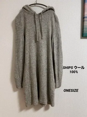 SHIPS 울 100% 후드 부착 포켓 니트 원피스 ONE SIZE