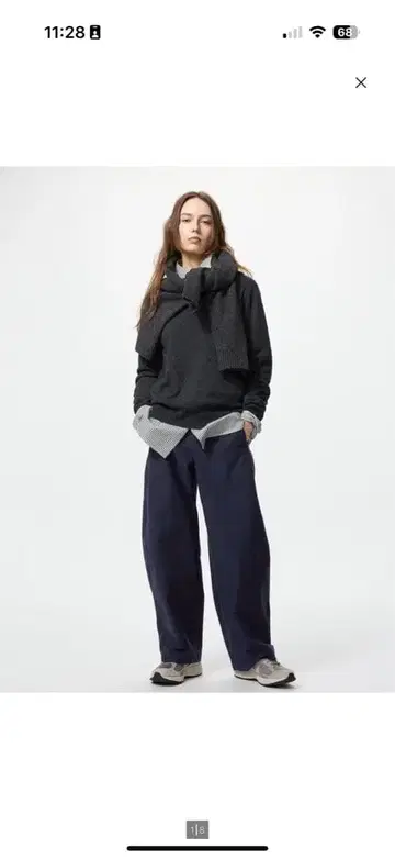 유니클로 저지 배럴 레그 팬츠 네이비 S 483722