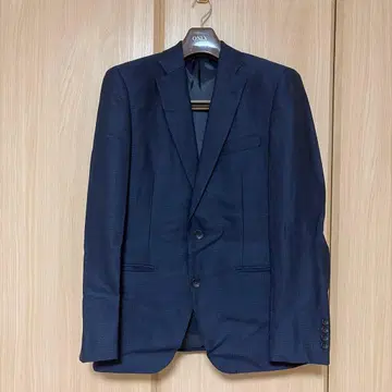 ONLY 네이비 체크 무늬 비즈니스 정장