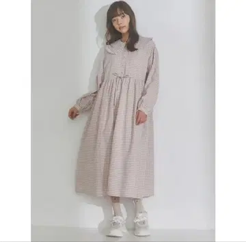 merry jenny bear 자수 원피스 체크 핑크