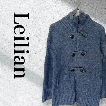 Leilian 레리안 스탠드 카라 니트 두꺼운 소재 가디건 아우터