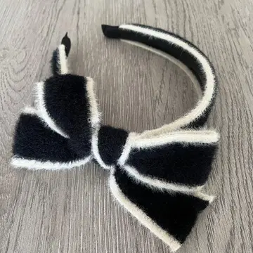 [ 새상품 미사용 ] 리본 머리띠 블랙/화이트