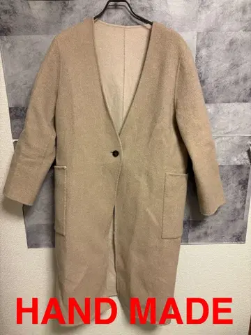 핸드메이드 베이지 롱 코트