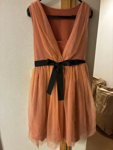 슬리브리스 튤 원피스 핑크