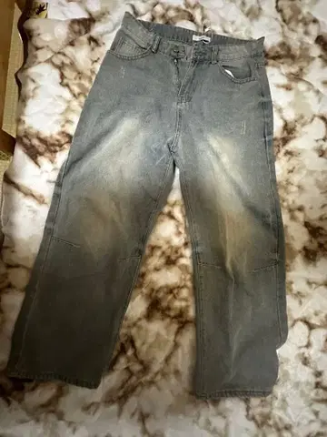 SHEPP 그레이 스트레이트 청바지