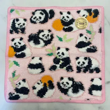 [ 미사용 새상품 ] 러브러리 바이 페이 팬더 무늬 손수건 핑크