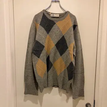 80s dunhill 스코틀랜드제 캐시미어 아가일 니트 38