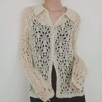 LIAN 크로셰 폴로 니트 가디건