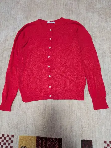 LOWRYS FARM 레드 긴팔 가디건 L 사이즈 얇은 소재