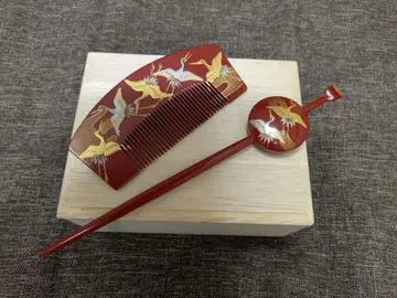 학 디자인의 빗과 머리 장식 세트