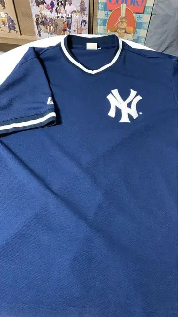 마제스틱 MLB 양키스 반팔 링거T셔츠 자수 로고 XL