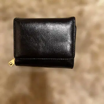 블랙 가죽 이단 접이식 지갑