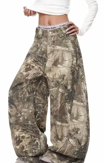 FathSunny 카모플라쥬 와이드 레그 팬츠