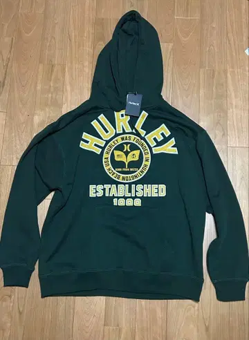 새상품 허리 (HURLEY) 후드티 맨투맨 그린 풀오버 후드티