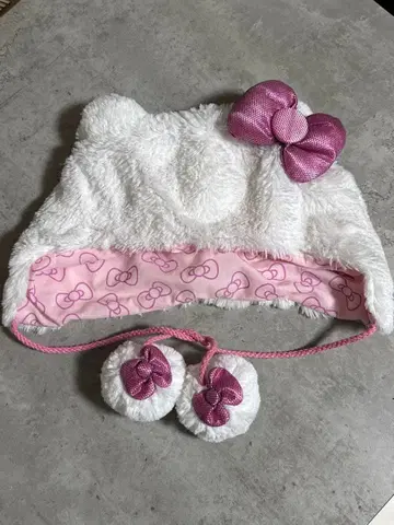 USJ 헬로키티 팬캡 퍼 포함 모자