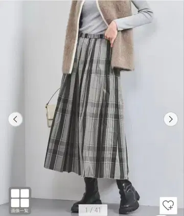 유나이티드 애로우즈 샴브레이 타프타 플리츠 스커트