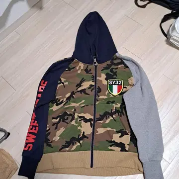 SY32 카모 패턴 풀 집업 후드티