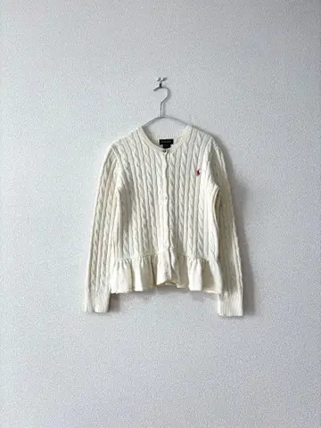 랄프 로렌 페플럼 가디건 케이블 짜임 화이트 150