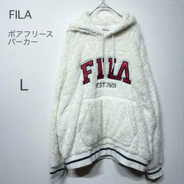 FILA 보아 플리스 후드티 화이트 L 사이즈 로고 자수