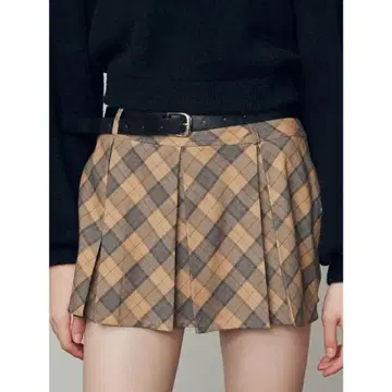 EMODA 레이어 벨트 플리츠 스커트