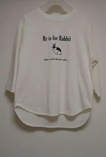 deux c Rabbit 풀오버 7부 소매 화이트