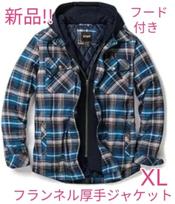 미사용 새상품 플란넬 자켓 후드 부착 XL 두꺼운 원단 (보온 방한)
